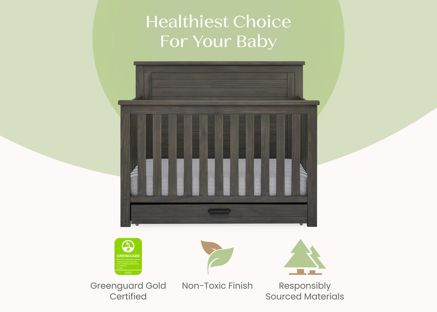 Rustic Grey (084) 4-Caden 6-in-1 Convertible Crib with Trundle Drawer