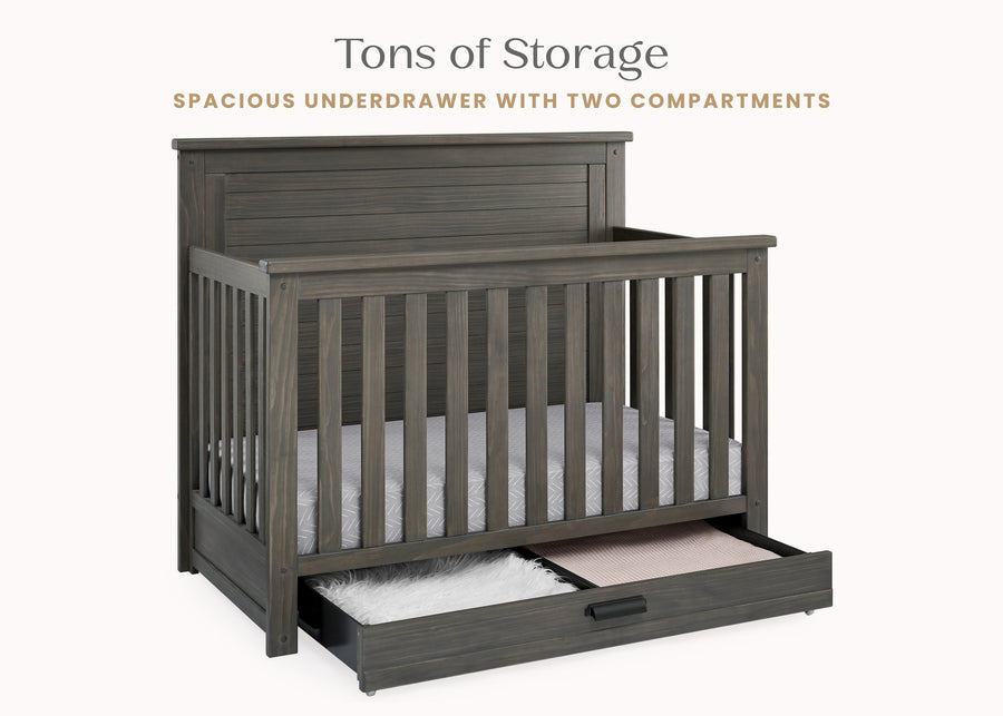 Rustic Grey (084) 6-Caden 6-in-1 Convertible Crib with Trundle Drawer
