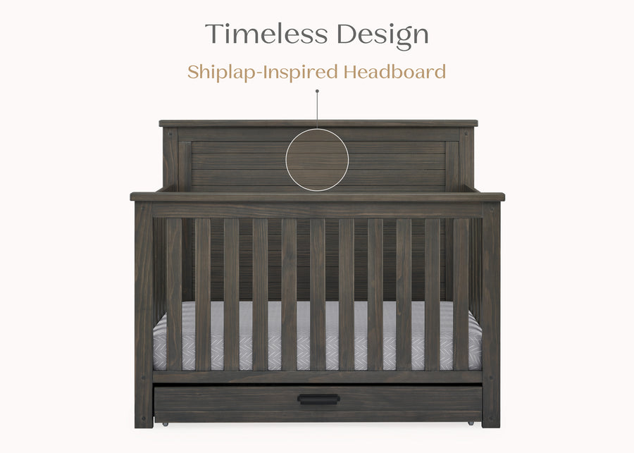 Rustic Grey (084) 7-Caden 6-in-1 Convertible Crib with Trundle Drawer