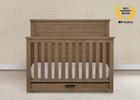 Aged Oak (845) 38-Caden 6-in-1 Convertible Crib with Trundle Drawer