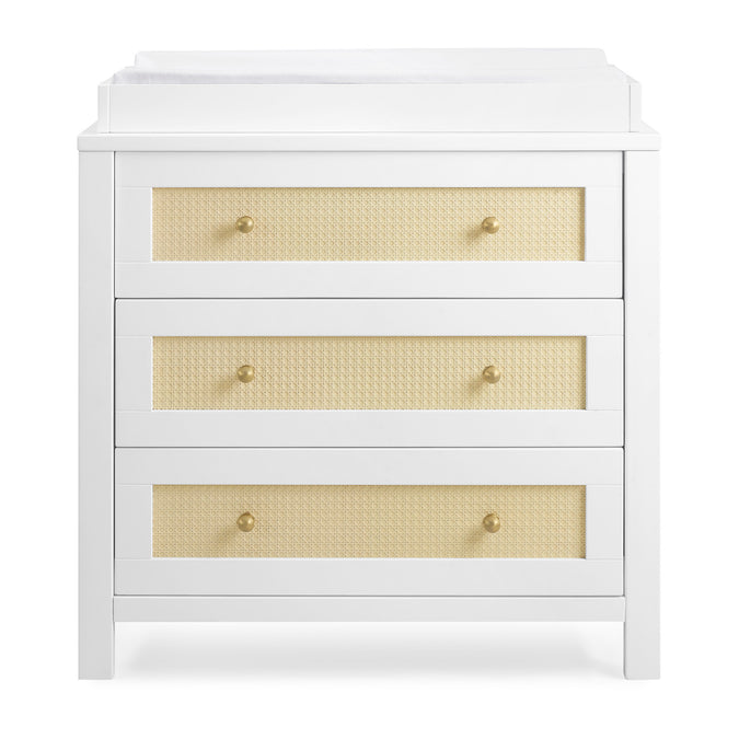 DCB:Bianca White with Textured Almond (1508) 12-Theo 3 Drawer Dresser with Changing Top