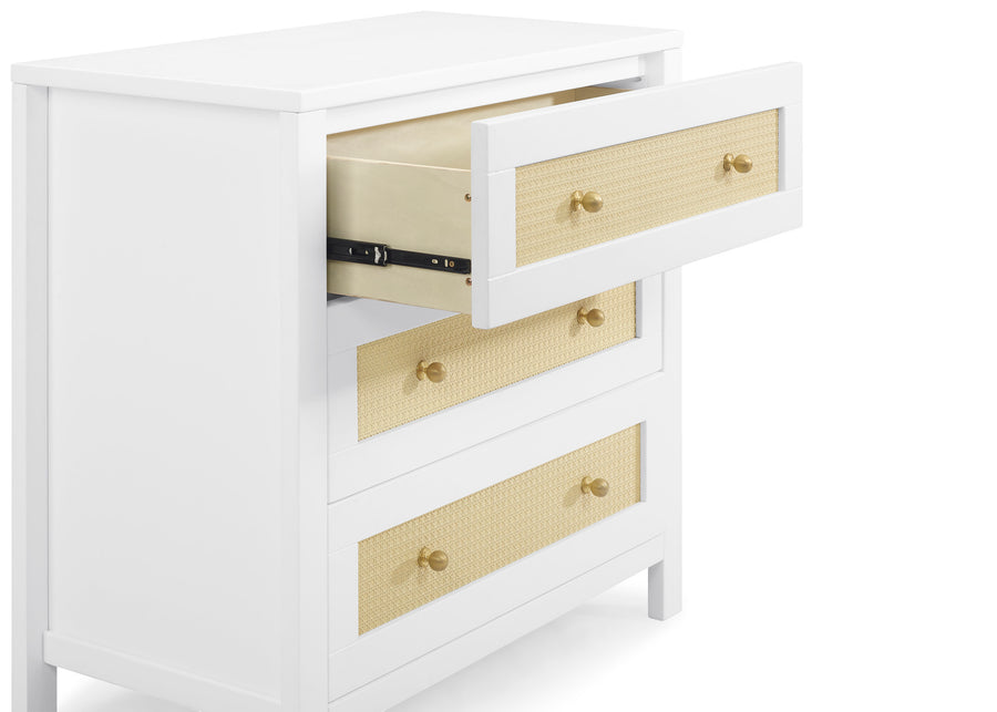 Bianca White with Textured Almond (1508) 9-Theo 3 Drawer Dresser with Changing Top