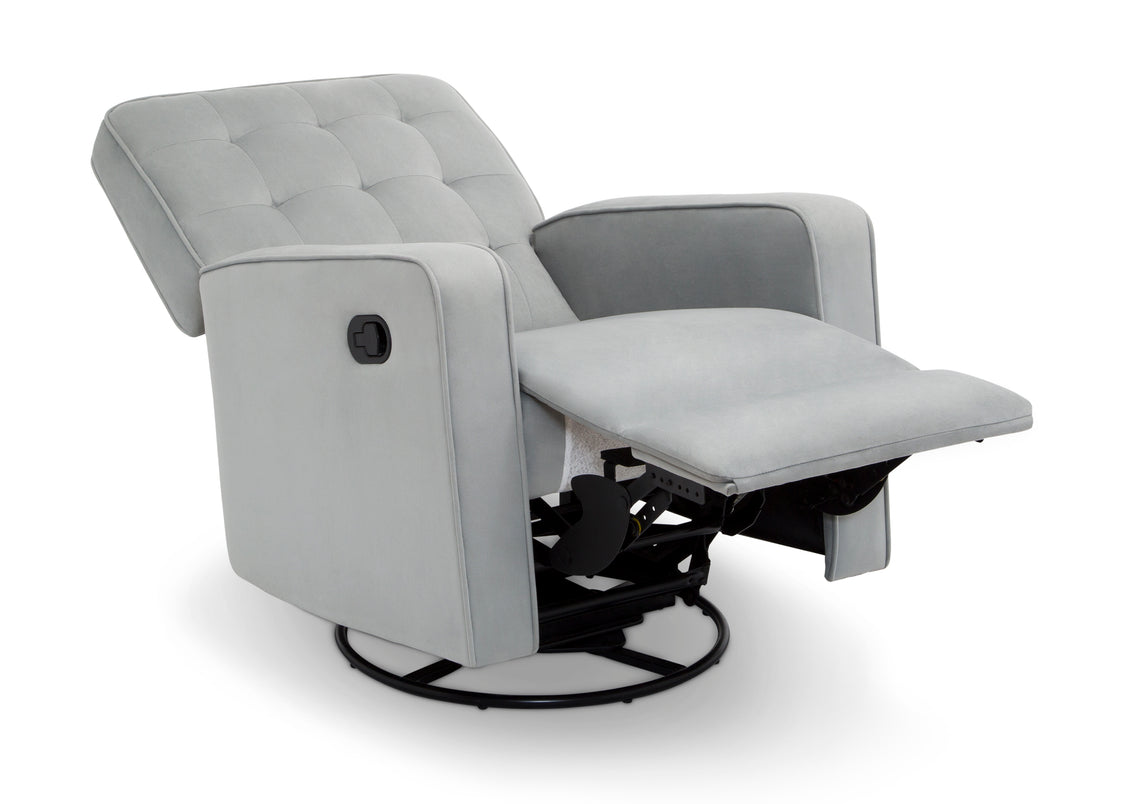 Gray recliner chair with adjustable mechanism on a white background