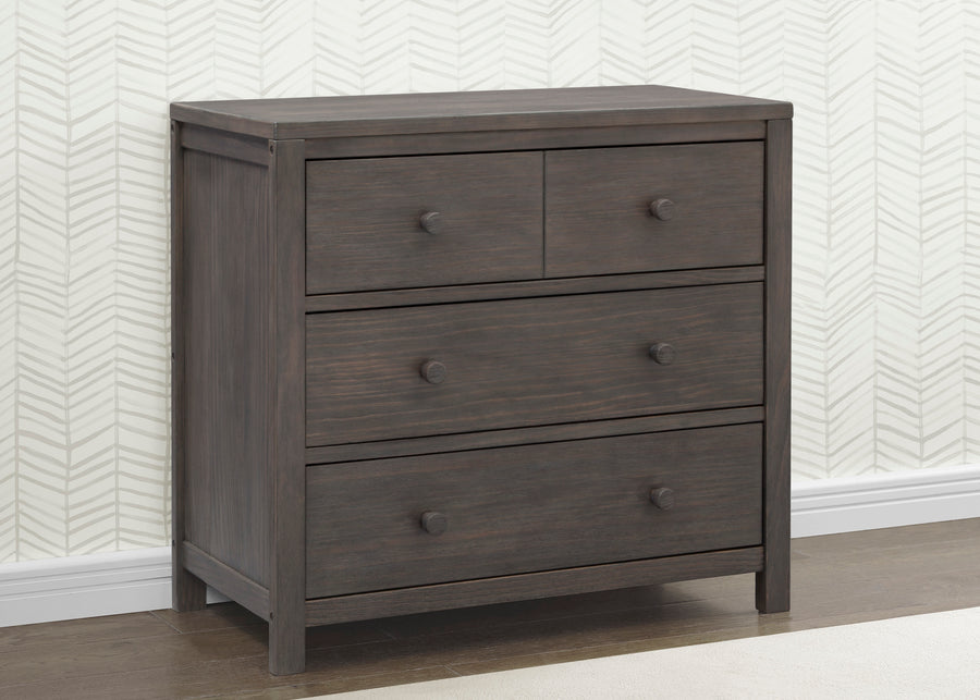 Rustic Grey (084) 1-Cambridge 3 Drawer Dresser with Interlocking Drawers