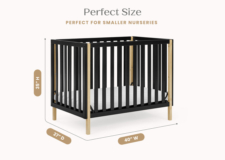 Ebony with Natural (1482) 19-Gio Mini Crib with 2.75-Inch Mattress