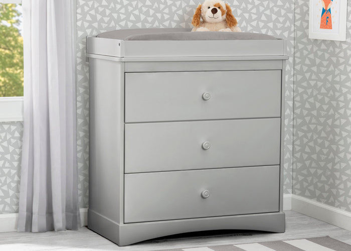Sutton 3 Drawer Dresser with Changing Top and Interlocking DrawersGrey (026)