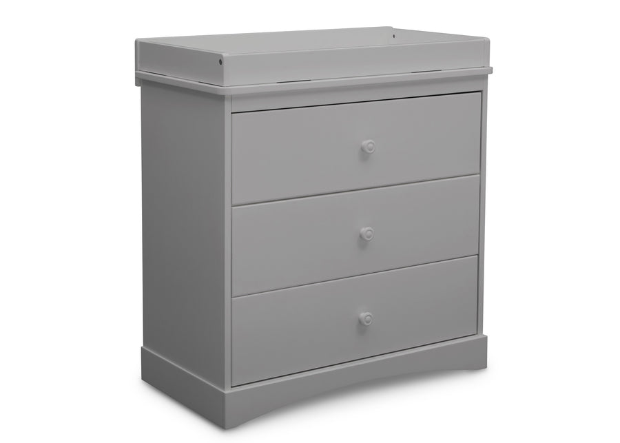 Grey (026) 3-Sutton 3 Drawer Dresser with Changing Top and Interlocking Drawers