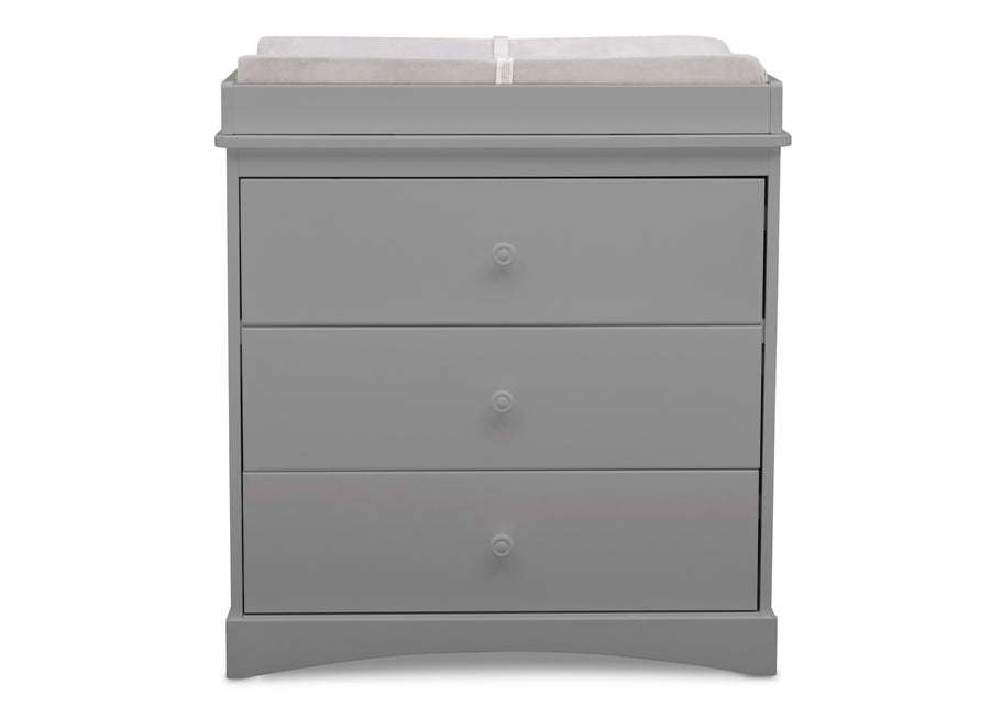 Grey (026) 2-Sutton 3 Drawer Dresser with Changing Top and Interlocking Drawers