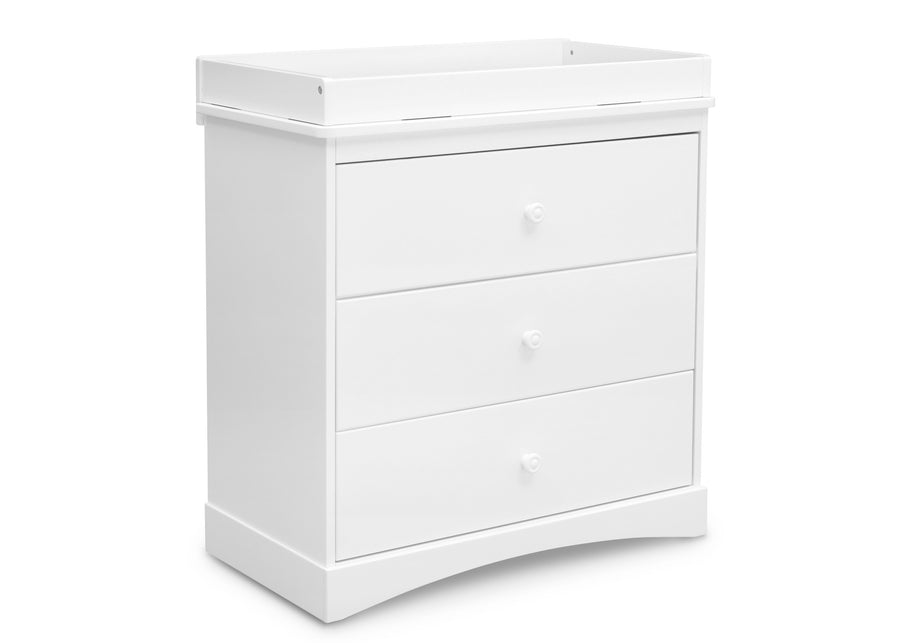 Bianca White (130) 17-Sutton 3 Drawer Dresser with Changing Top and Interlocking Drawers