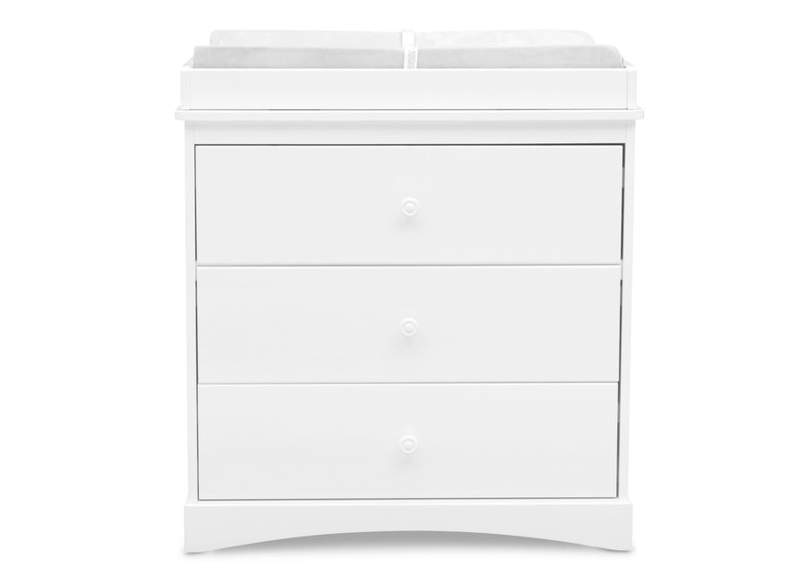 Bianca White (130) 16-Sutton 3 Drawer Dresser with Changing Top and Interlocking Drawers