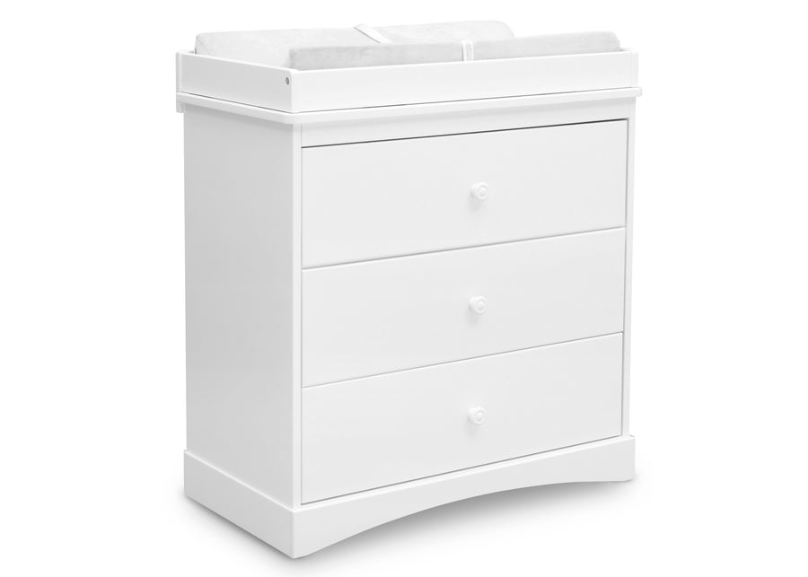 Bianca White (130) 22-Sutton 3 Drawer Dresser with Changing Top and Interlocking Drawers