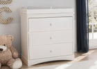 Bianca White (130) 15-Sutton 3 Drawer Dresser with Changing Top and Interlocking Drawers