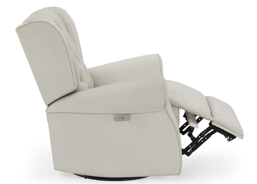 Light Grey Velvet (1484) 8-Emmie Electronic Power Recliner and Swivel Glider with USB Port in LiveSmart Performance Fabric