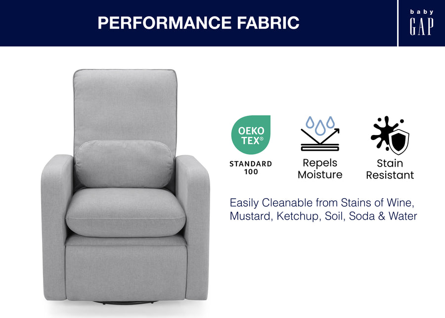 Grey (1485) 23-Cloud Recliner and Swivel Glider with Stain-Resistant Performance Fabric