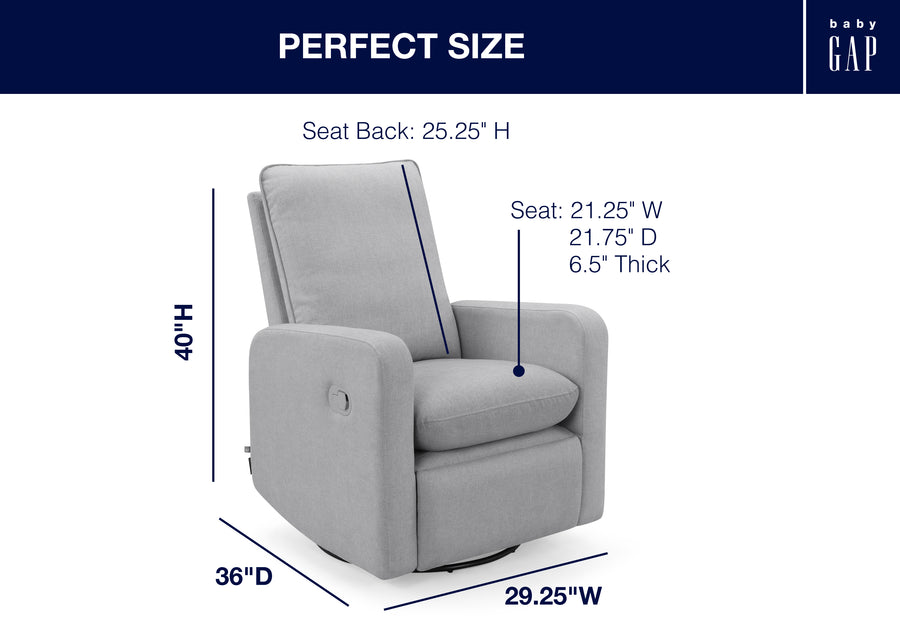 Grey (1485) 26-Cloud Recliner and Swivel Glider with Stain-Resistant Performance Fabric