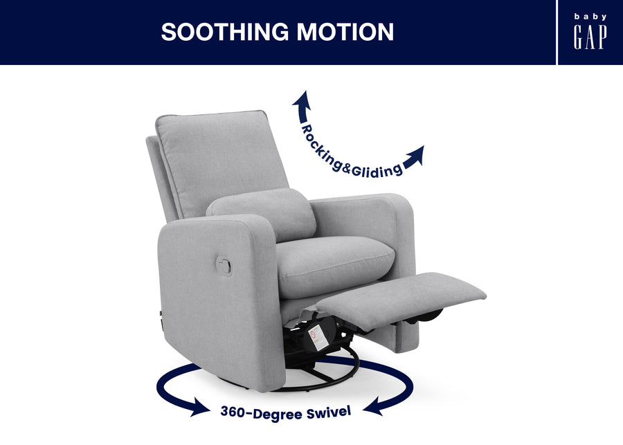 Grey (1485) 24-Cloud Recliner and Swivel Glider with Stain-Resistant Performance Fabric