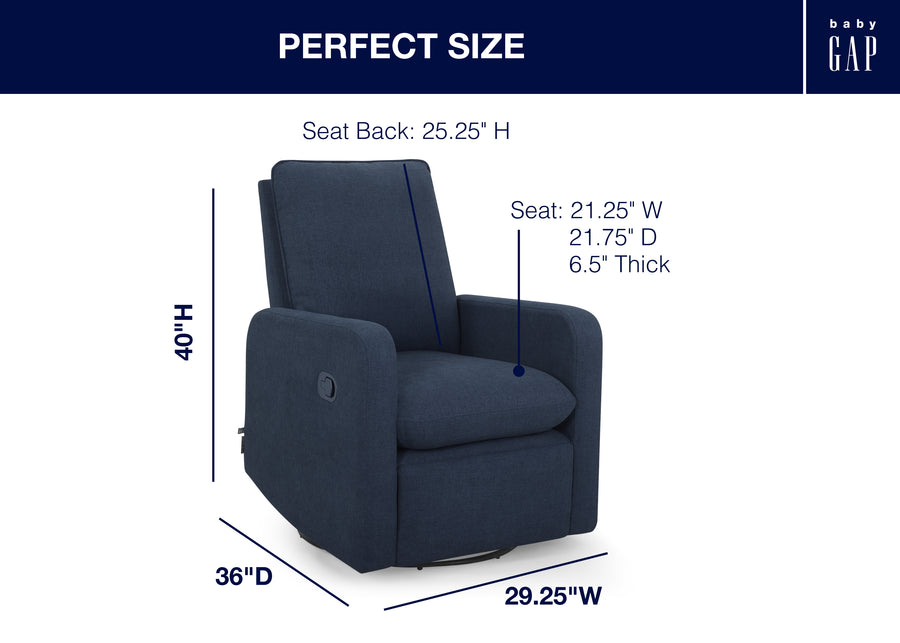 Sailor Blue (1486) 6-Cloud Recliner and Swivel Glider with Stain-Resistant Performance Fabric