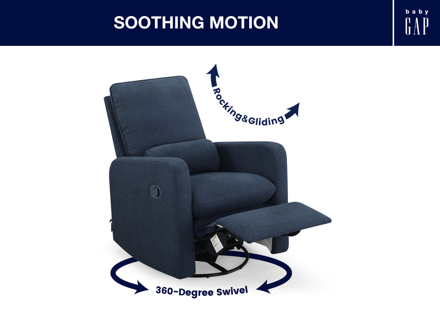 Sailor Blue (1486) 4-Cloud Recliner and Swivel Glider with Stain-Resistant Performance Fabric