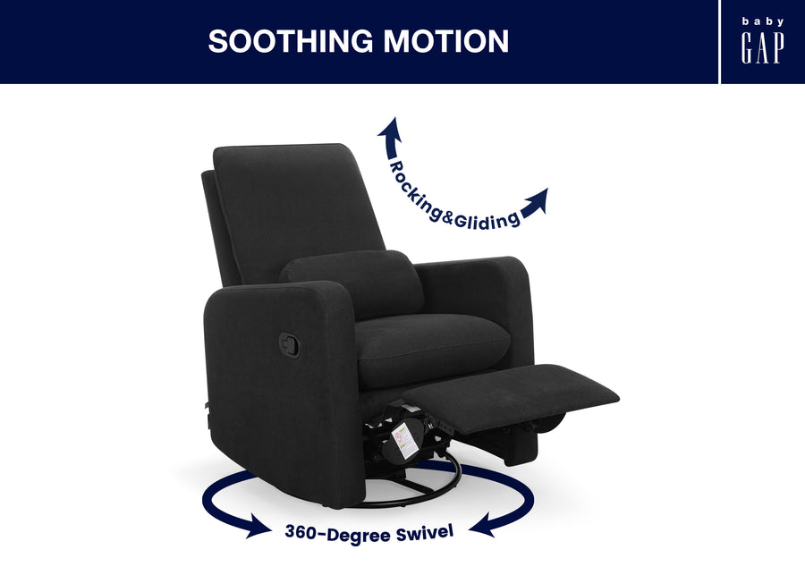 Jet Black (1487) 14-Cloud Recliner and Swivel Glider with Stain-Resistant Performance Fabric