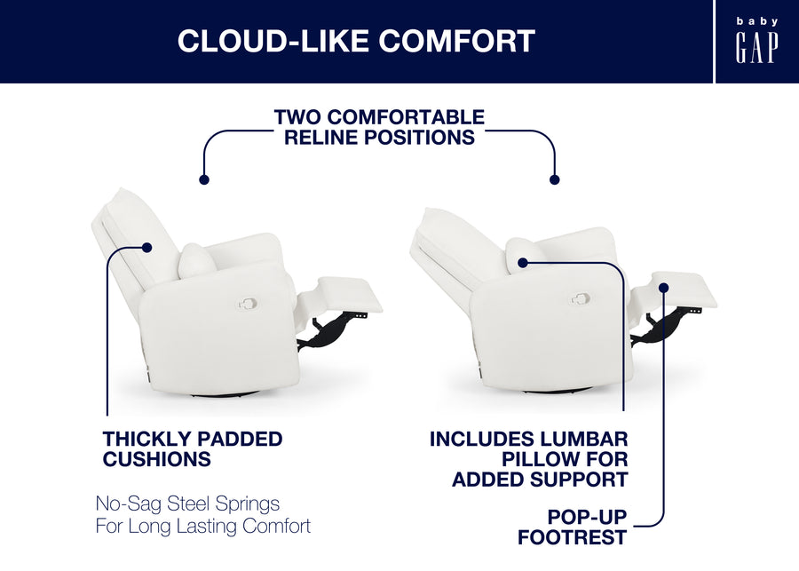 White Boucle (1539) 46-Cloud Recliner and Swivel Glider with Stain-Resistant Performance Fabric