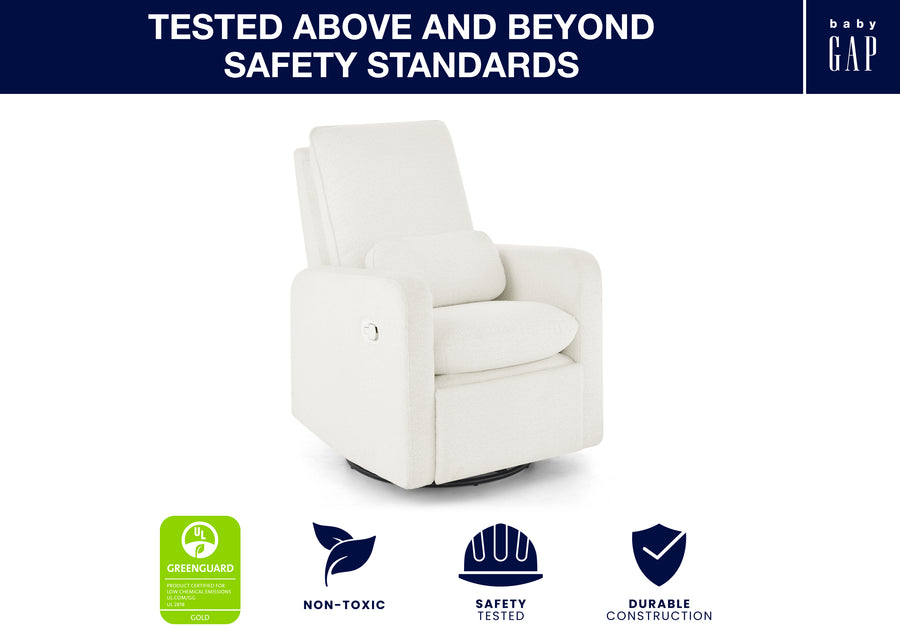 White Boucle (1539) 30-Cloud Recliner and Swivel Glider with Stain-Resistant Performance Fabric