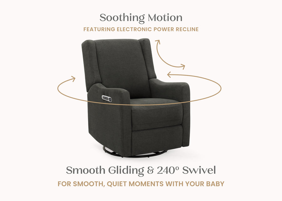 Dark Grey (1455) 37-Mercer Electronic Power Recliner and Swivel Glider with USB-A and Type-C Ports in Stain-Resistant Performance Fabric