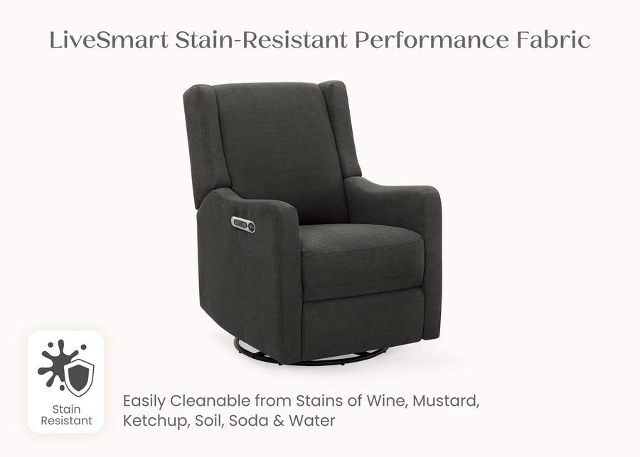 Dark Grey (1455) 36-Mercer Electronic Power Recliner and Swivel Glider with USB-A and Type-C Ports in Stain-Resistant Performance Fabric