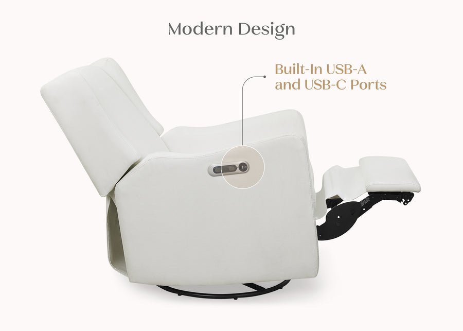 Pearl (1457) 9-Mercer Electronic Power Recliner and Swivel Glider with USB-A and Type-C Ports in Stain-Resistant Performance Fabric