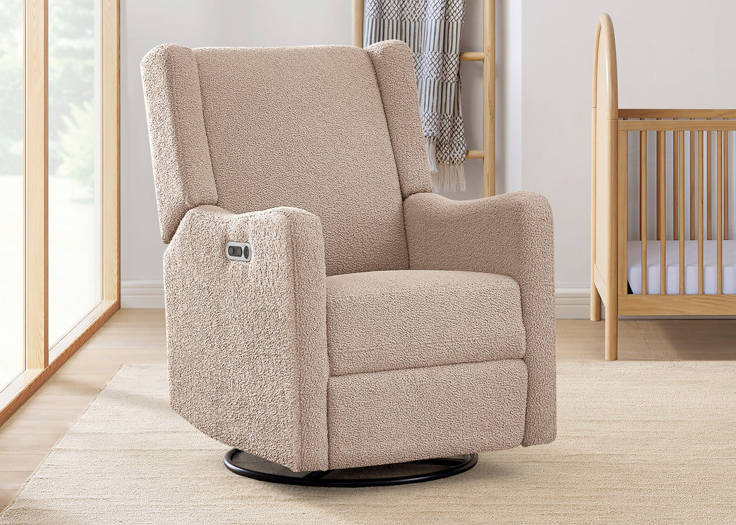 Mercer Electronic Power Recliner and Swivel Glider with USB-A and Type-C Ports in Stain-Resistant Performance FabricSand Sherpa (1561)
