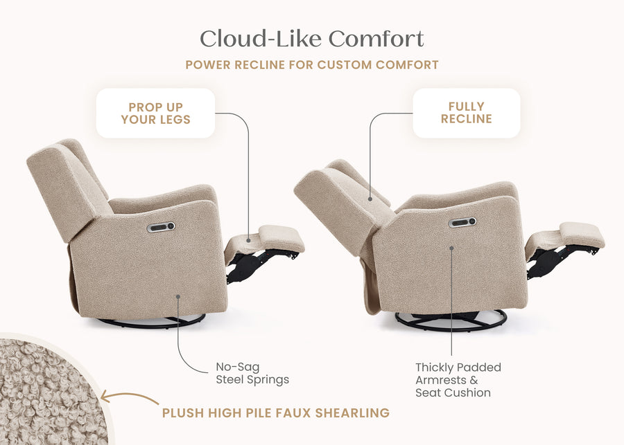 Sand Sherpa (1561) 18-Mercer Electronic Power Recliner and Swivel Glider with USB-A and Type-C Ports in Stain-Resistant Performance Fabric