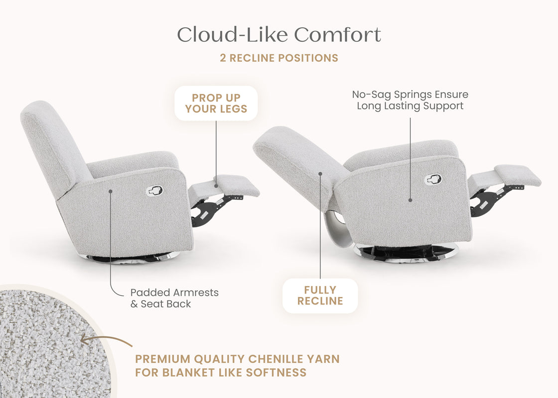 Delta Children Nest Nursery Swivel Recliner, Fog