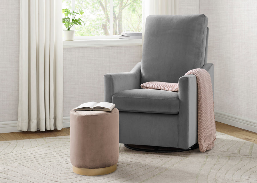 Velvet Charcoal (1370) 3-Andie Nursery Glider Swivel Chair with LiveSmart Fabric