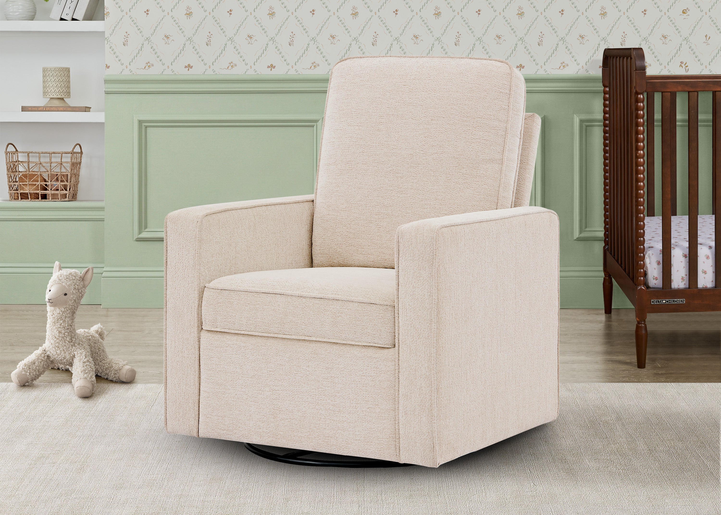 Noah Upholstered Swivel Glider | Delta Children