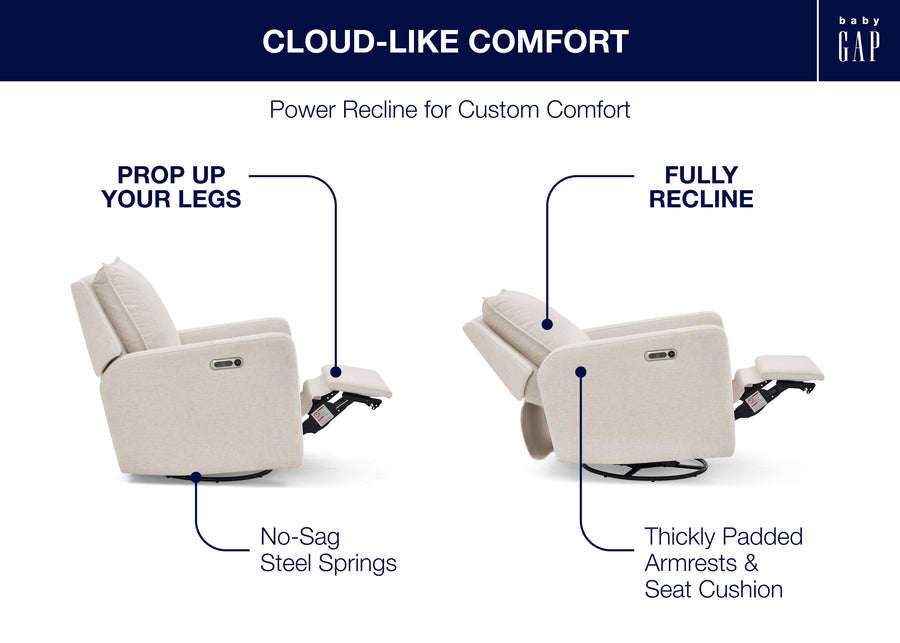 Sand (1546) 33-babyGap Harlowe Power Recliner and Swivel Glider with USB-A and Type-C Ports in Stain-Resistant Performance Fabric