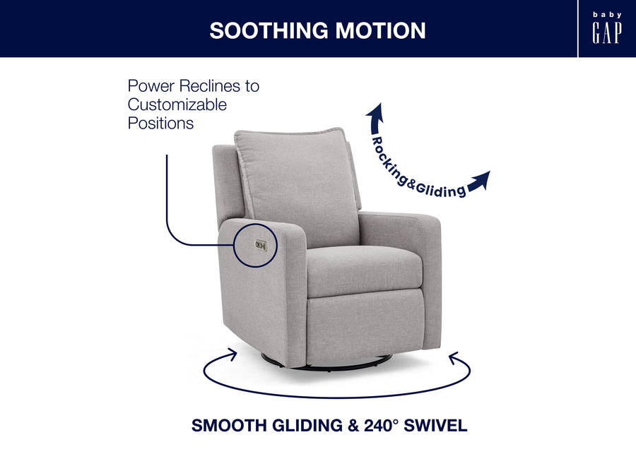 Ash (1547) 22-babyGap Harlowe Power Recliner and Swivel Glider with USB-A and Type-C Ports in Stain-Resistant Performance Fabric