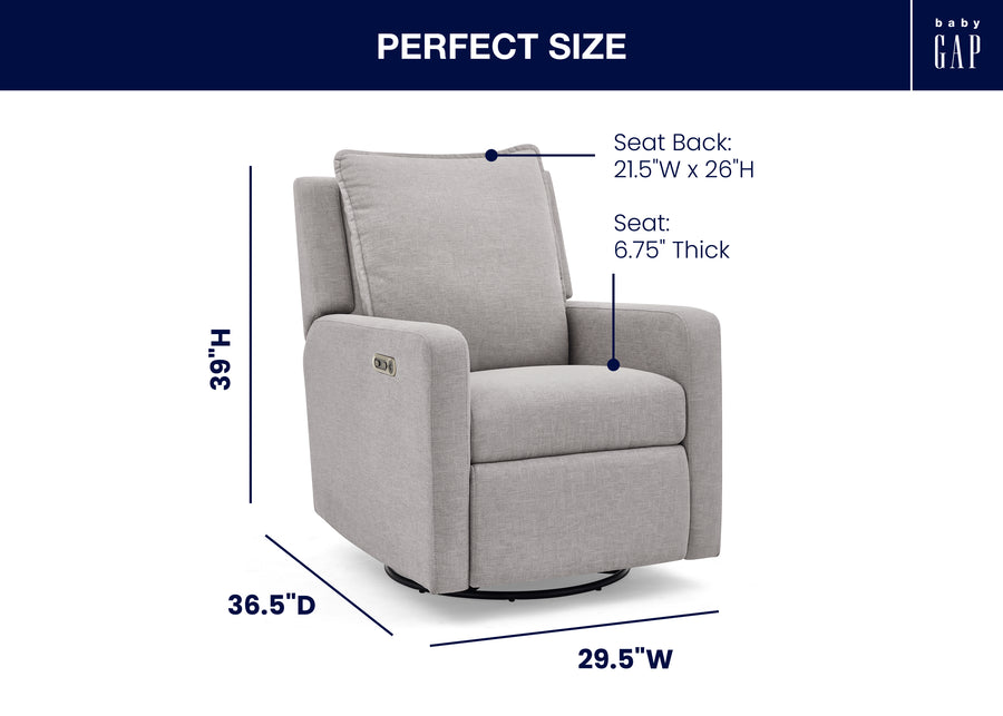 Ash (1547) 23-babyGap Harlowe Power Recliner and Swivel Glider with USB-A and Type-C Ports in Stain-Resistant Performance Fabric