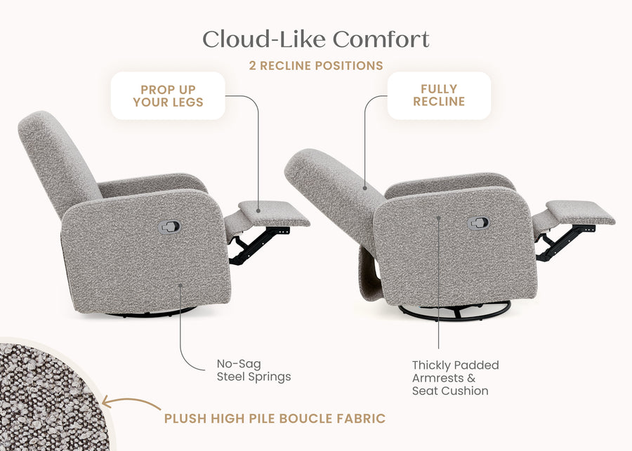 Grey (1557) 3-Teddy Nursery Swivel Recliner