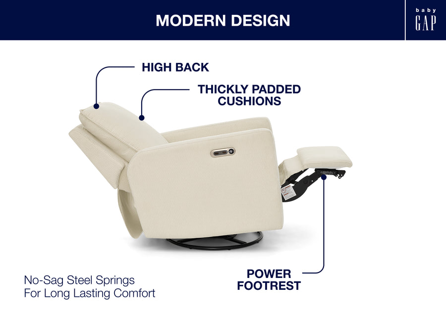 Almond (1581) 85-babyGap Harlowe Power Recliner and Swivel Glider with USB-A and Type-C Ports in Stain-Resistant Performance Fabric