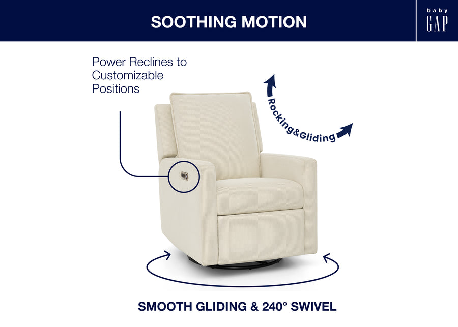 Almond (1581) 83-babyGap Harlowe Power Recliner and Swivel Glider with USB-A and Type-C Ports in Stain-Resistant Performance Fabric