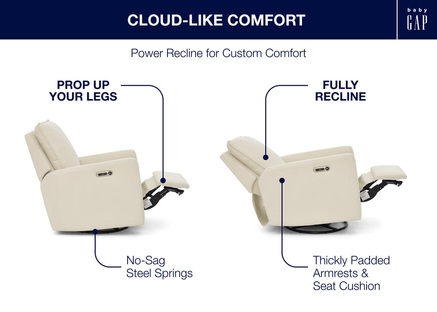 Almond (1581) 79-babyGap Harlowe Power Recliner and Swivel Glider with USB-A and Type-C Ports in Stain-Resistant Performance Fabric