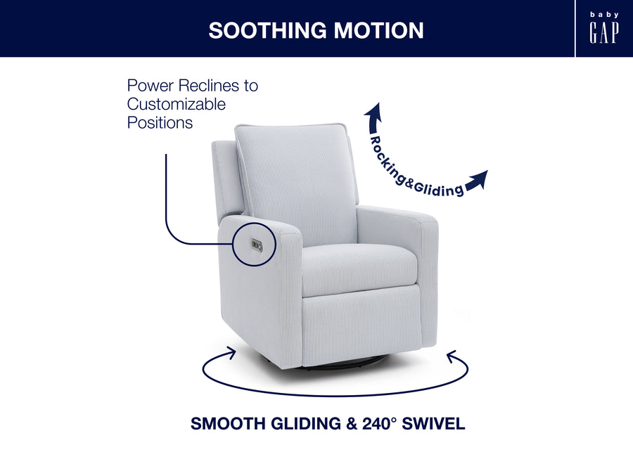 Sky Blue (1582) 67-babyGap Harlowe Power Recliner and Swivel Glider with USB-A and Type-C Ports in Stain-Resistant Performance Fabric