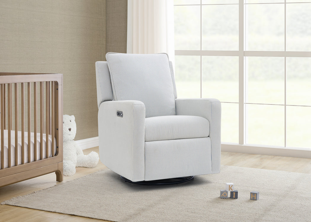 babyGap Harlowe Power Recliner and Swivel Glider with USB-A and Type-C Ports in Stain-Resistant Performance FabricSky Blue (1582)