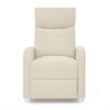 A cream-colored upholstered armchair with a high back, wide armrests, and a textured bouclé fabric, shown against a plain white background. 12-Riley Pushback Stationary Recliner
