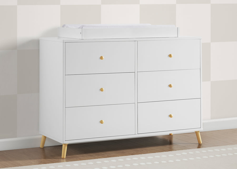 Bianca White with Natural (123) 2-Essex 6 Drawer Dresser with Interlocking Drawers