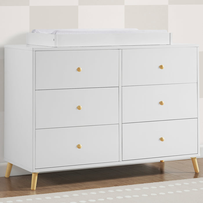 X W103060 123 essex 6dr dresser bianca white wnatural lifestyle 101 1-Essex 6 Drawer Dresser with Interlocking Drawers