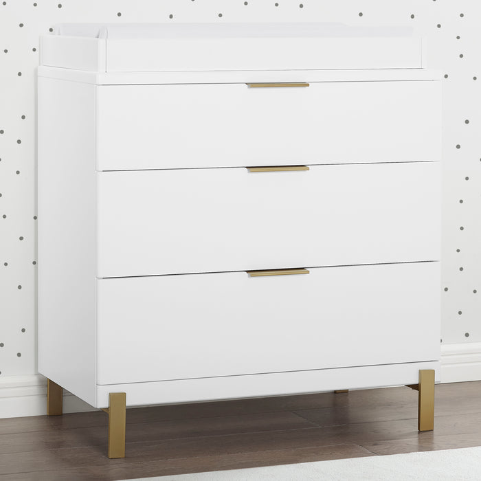 X W114030 186 Hendrix 3drawer Dresser White with Melted Bronze Lifestyle 101 1-Hendrix 3 Drawer Dresser