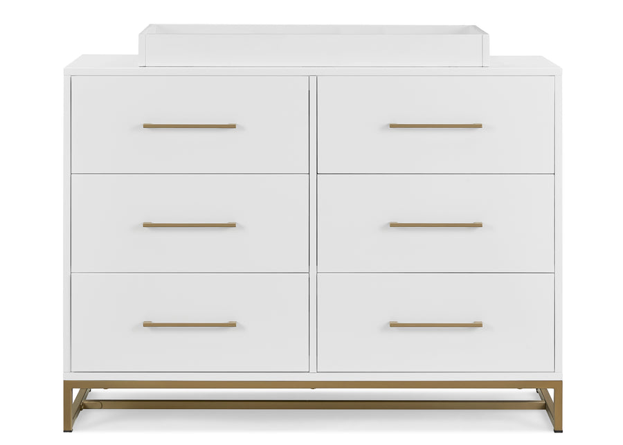 Bianca White with Melted Bronze (186) 3-Jade 6 Drawer Dresser with Interlocking Drawers