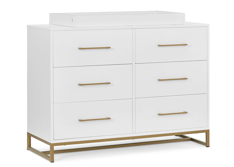 Bianca White with Melted Bronze (186) 8-Jade 6 Drawer Dresser with Interlocking Drawers