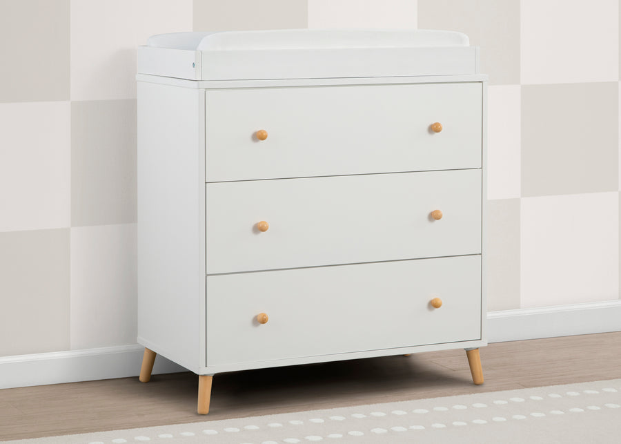 Bianca White with Natural (123) 9-Essex 3 Drawer Dresser with Interlocking Drawers