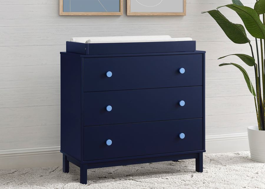 Navy with Light Blue (1476) 2-babyGap Legacy 3 Drawer Dresser with Interlocking Drawers